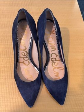 Sam Edelman Navy Suede Pointed Pumps